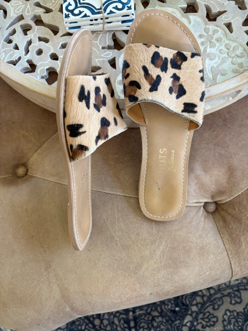 Nuts About Luxe Leopard Slide Sandal - Tan/Leopard